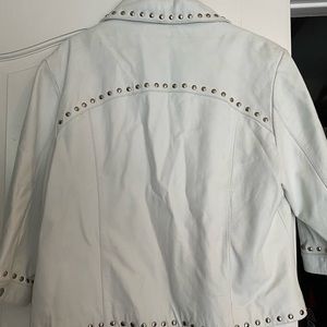 Wilson white leather jacket with silver studs